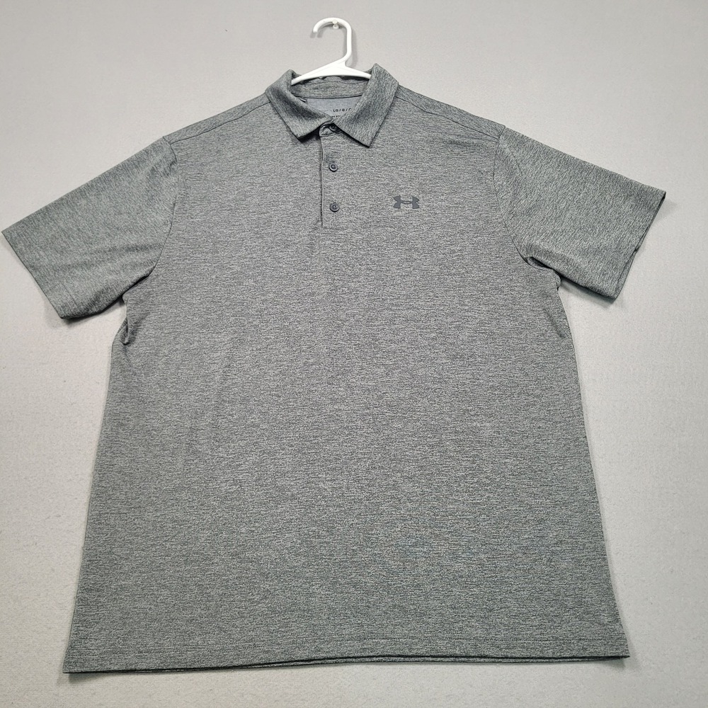 Under Armour Mens The Playoff Polo Shirt Gray Heather Short Sleeve Size Large